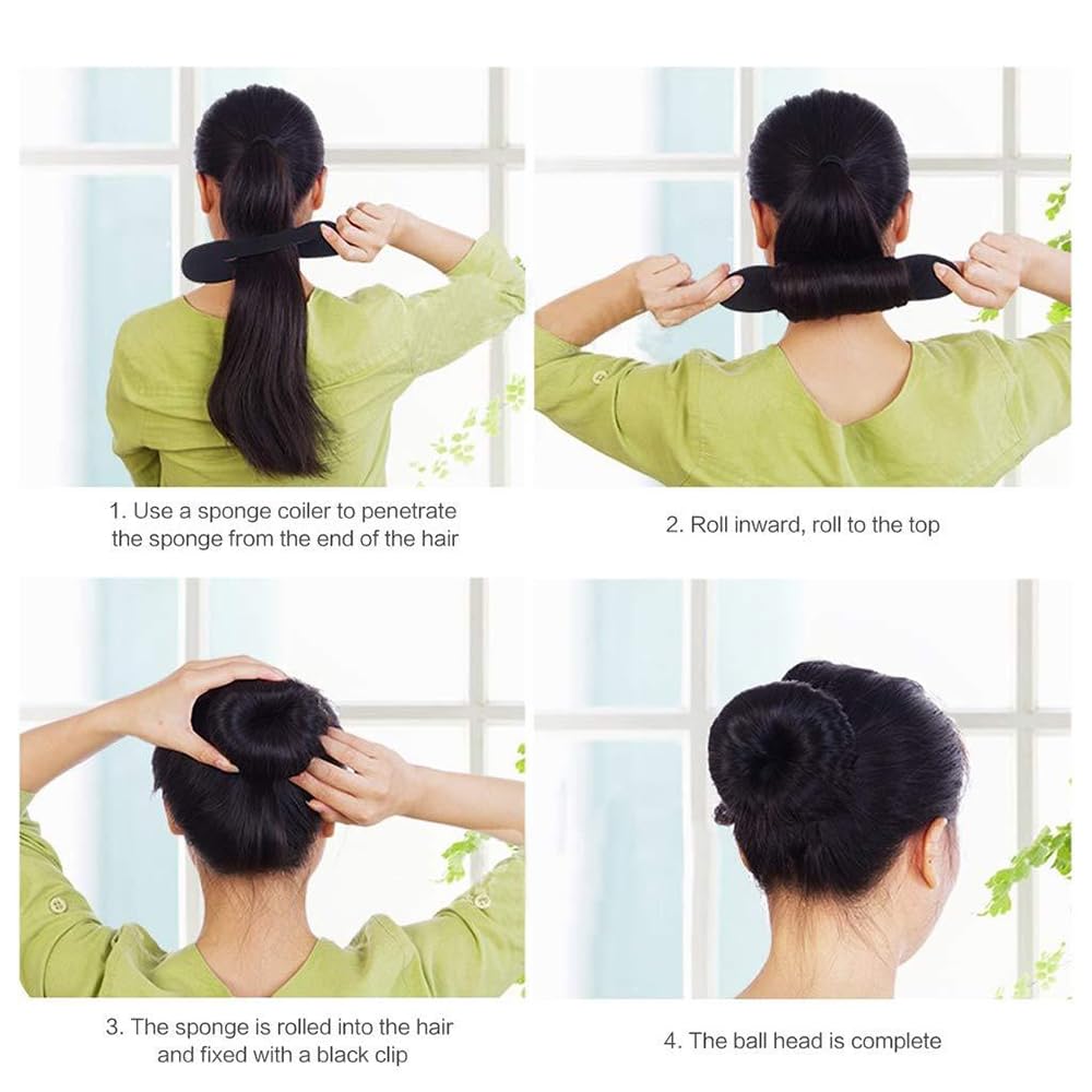 4 piezas Marrón para hacer moños para el cabello, Bonut para el cabello, esponja para torcer el cabello, accesorios peinar el cabello, accesorios para el cabello, herramientas el cabello