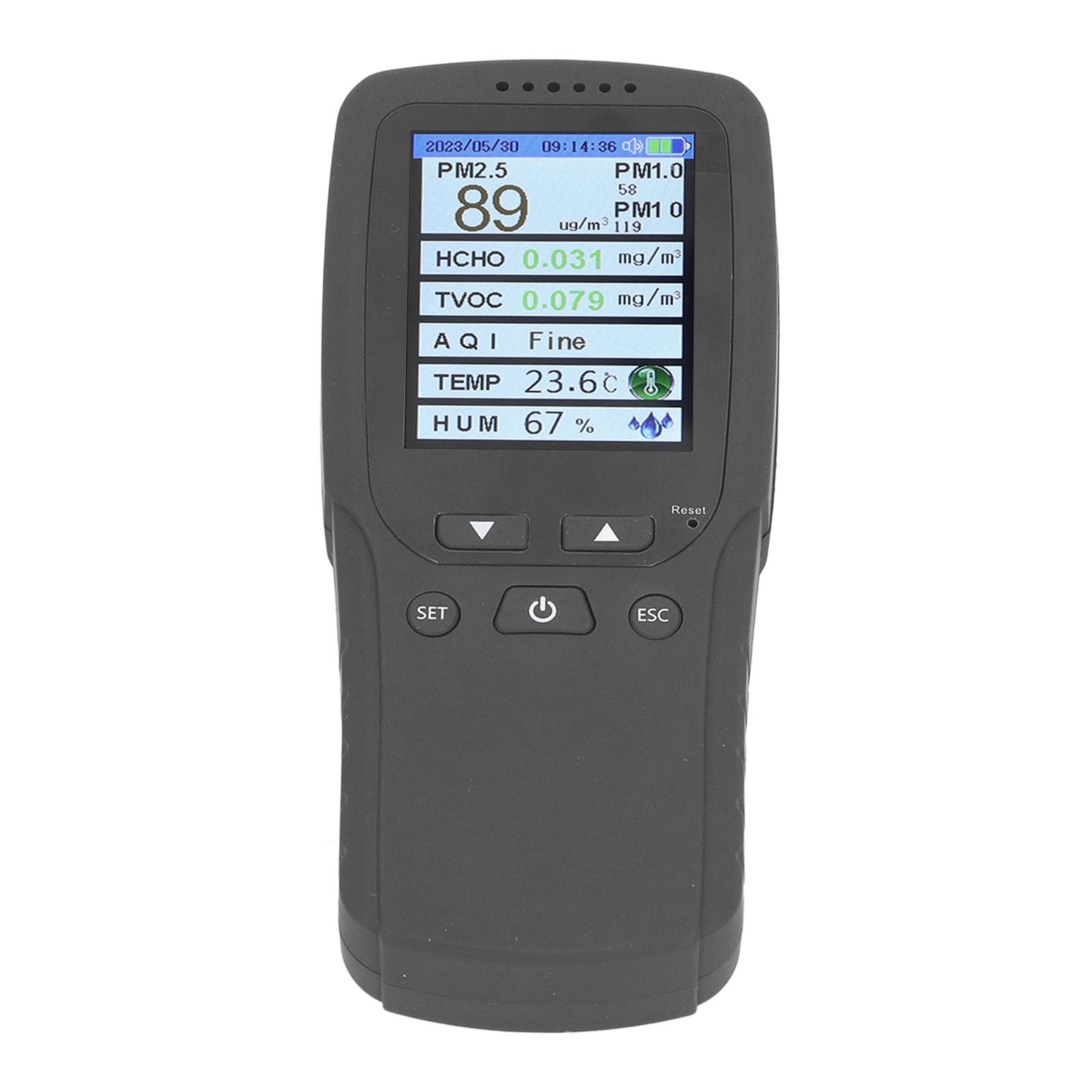 Monitor de Calidad del Aire de Calidad del Aire de 2.8 Pulgadas de Pantalla LCD, Monitor de Detector de del con Humedad de Temperatura para la Oficina del Automóvil de la Habitación