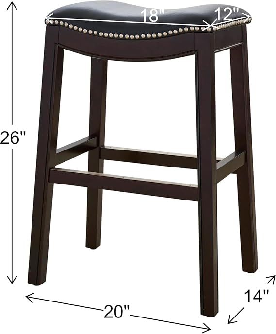 NewRidge Home Goods ジュリアン カウンターハイト バースツール ブラックフェイクレザーシート付き