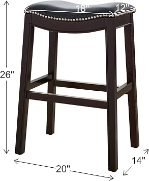 NewRidge Home Goods ジュリアン カウンターハイト バースツール ブラックフェイクレザーシート付き