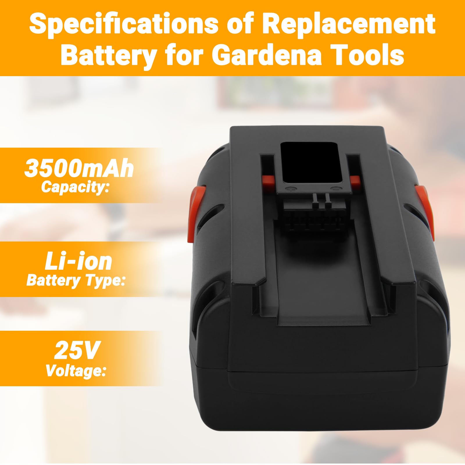 Batería de Li-Ion de Repuesto de 25V Compatible con Gardena 380 Li, cortacésped de Eje 380 Li (4025-20), 4025, 8838, 04025-20, 8838-20.