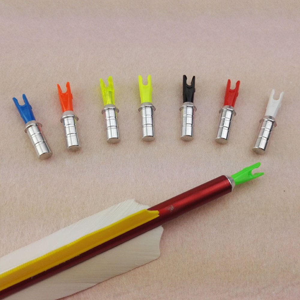 50pcs Tiro con L'Arco Cocche di Freccia con Chiodo di Protezioni in Alluminio Cocche Pin Connettore per Albero di Freccia ID 4.2mm 6.0mm 6.2mm