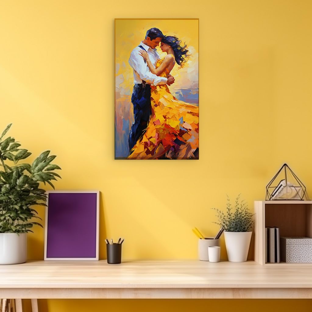 Canvas for Living room. Dancing by the Sea � A Tale of Romance in the Embrace of Nature, 27 x 18 inch Canvas Wall Art - Contemporary Masterpieces - Modern Home Decor - 69x46 cm (27x18 inch)