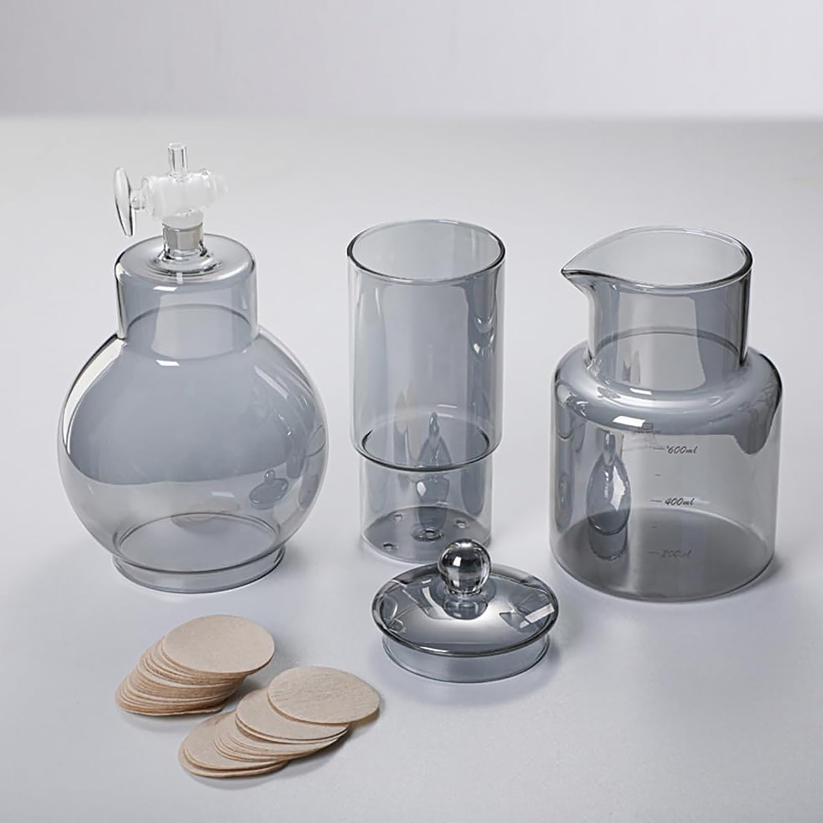 Cold Kaffeebereiter 600 Ml / 20 Oz füR Eiskaffee Im Slow-Drip-Verfahren mit Einstellbarer Tropfgeschwindigkeit, Aus Borosilikatglas, füR 6–8 Tassen, füR Zu Hause Und Als KaffeezubehöR(Gray)