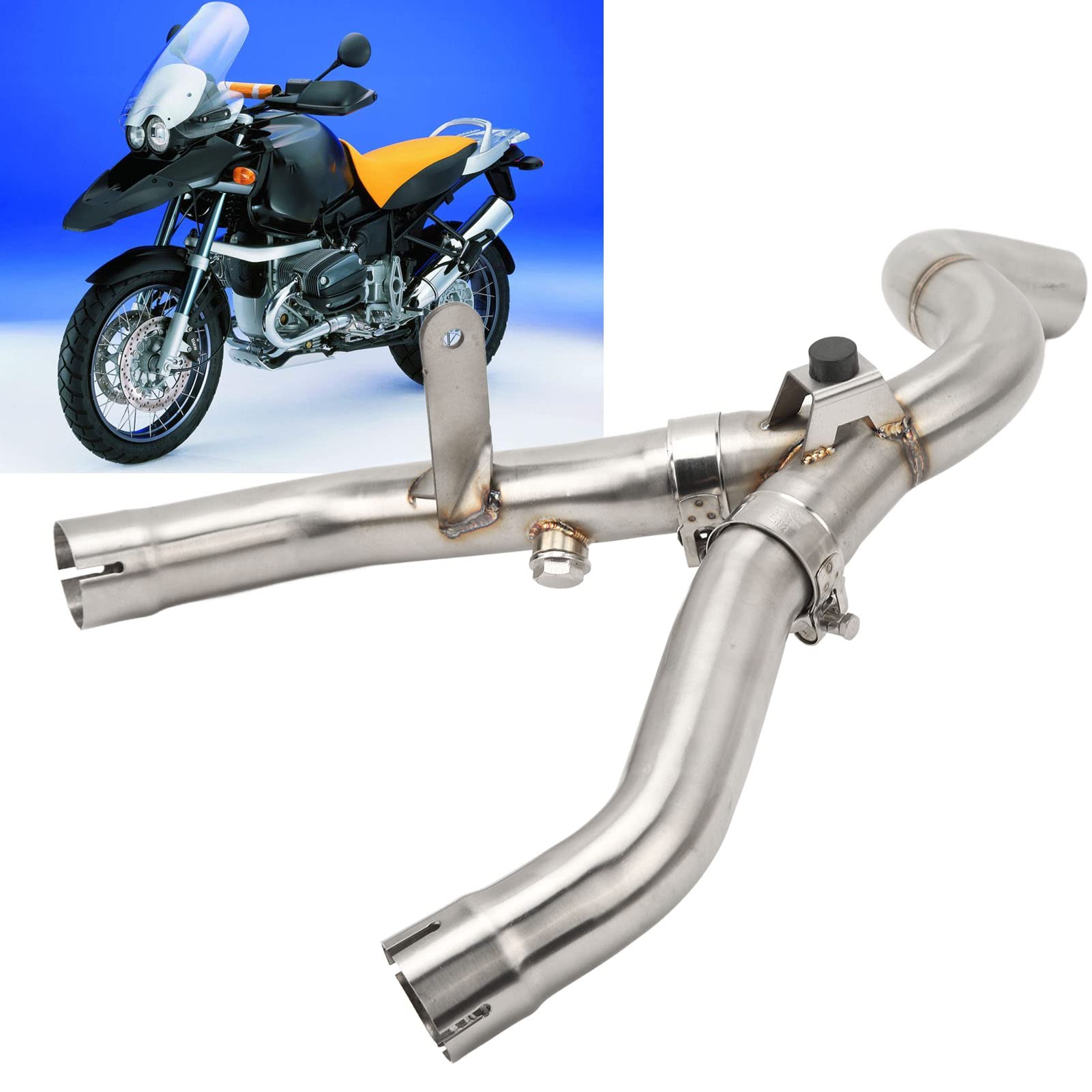 Motorrad-Auspuffrohr, Edelstahl-Motorrad-Auspuff-Mittelverbindungsrohr Starker Power Control-Ersatz für 50R R1150R R1150GS R1150GS ADV