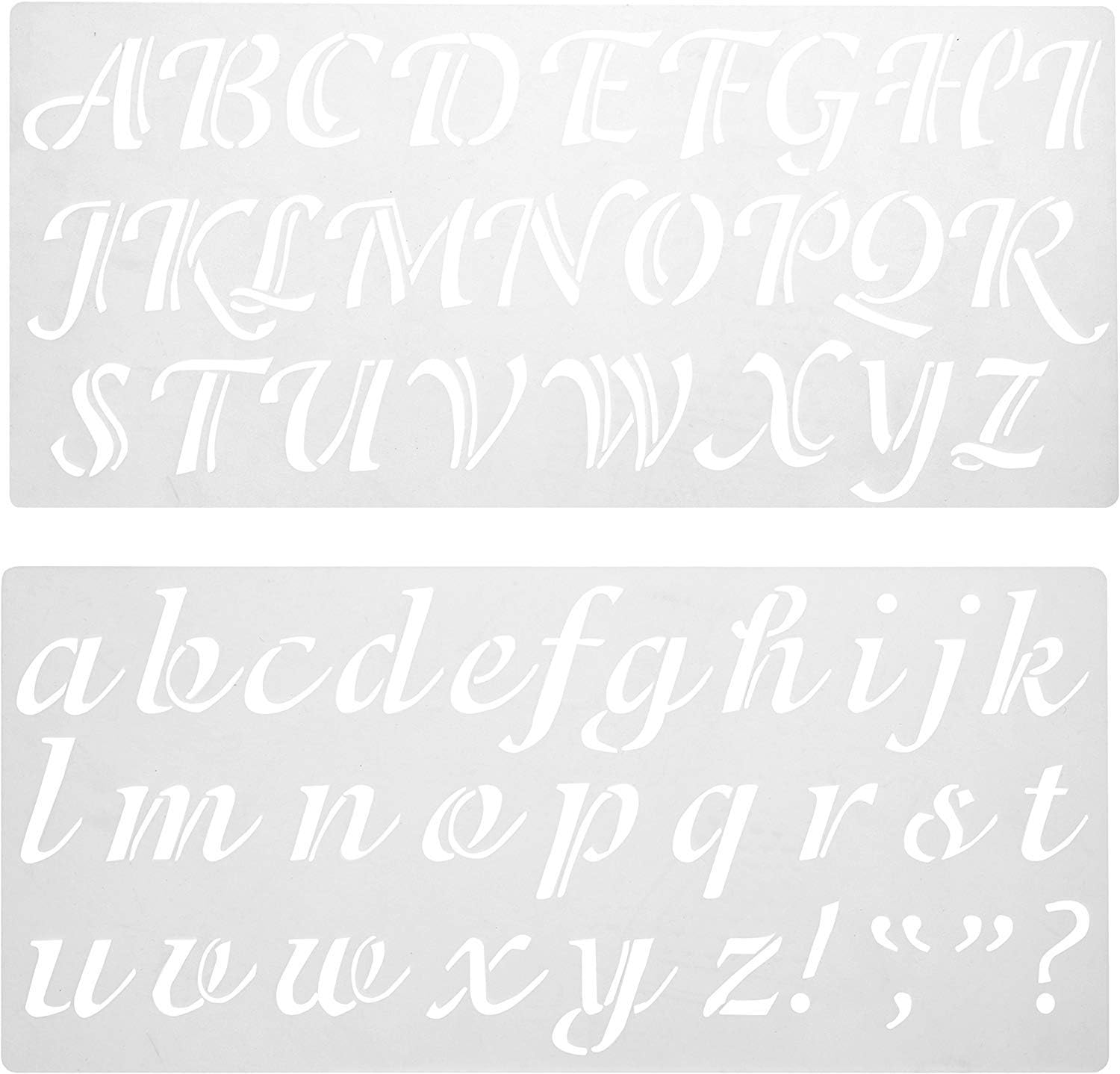 Darice121724 Calligraphy Font Upper and Lower Case Alphabet Stencil, 2-Inch, 2 Count (Pack of 1), Original Version