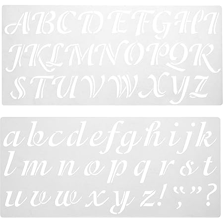 Amazon Com Lacupella Calligraphy Cursive Alphabet Letter Number Cake Acrylic Stencil 1 5 Inch Set Of Four Upper And Lower Case For Cake Wood Canvas Airbrush Art And Craft Painting Kitchen Dining