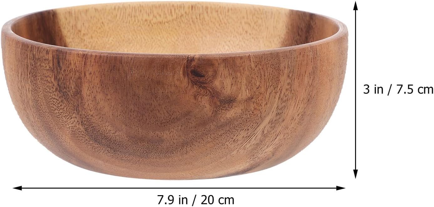 Luxshiny Acacia Wood Salad Bowl 6.2"x7.5" Natural Snack and Fruit Serving Bowl Kitchen Accessory for Food Storage and Dining