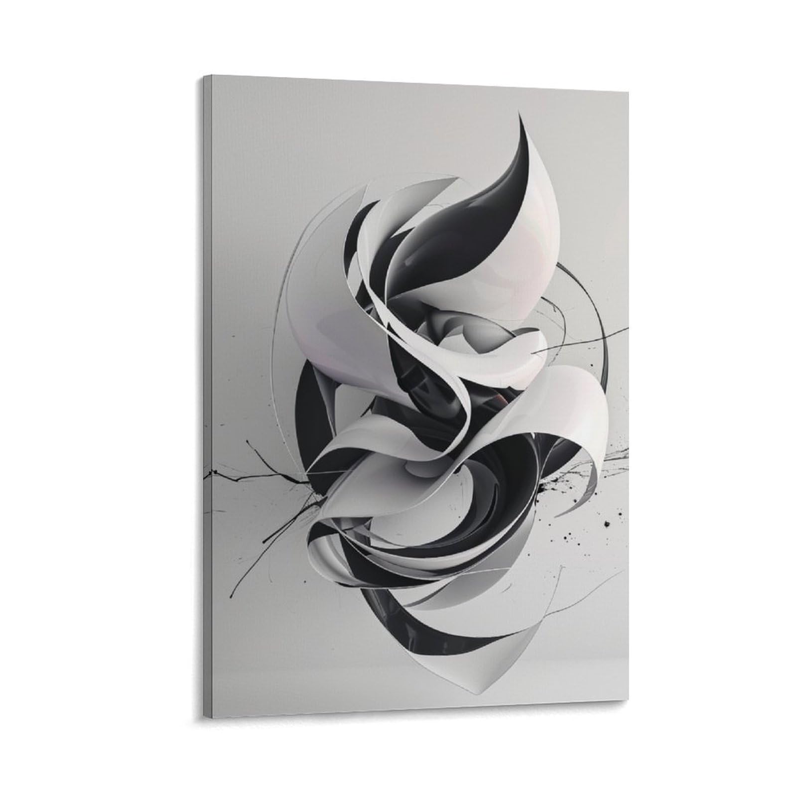 DHBANEIOK Black And White Abstract Art Canvas Wall Art Customised Personalised Photo on Canvas for Bedroom Room Picture Digitally Printed 12x18inch(30x45cm)