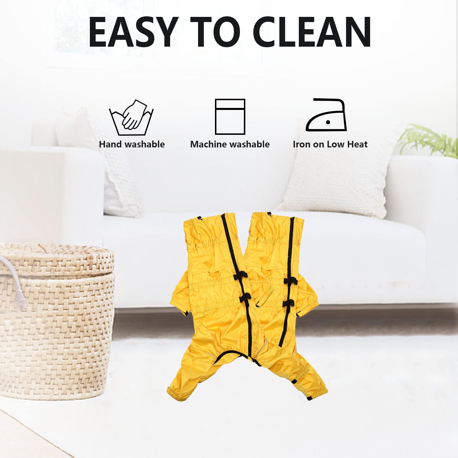 Geyecete - 1/2 zampe pantaloni tuta impermeabile per cani, 4 gambe riflettente pioggia impermeabile Gear per cani, Con cerniera e fibbia, per cuccioli piccolo e medio-Giallo-XXXL