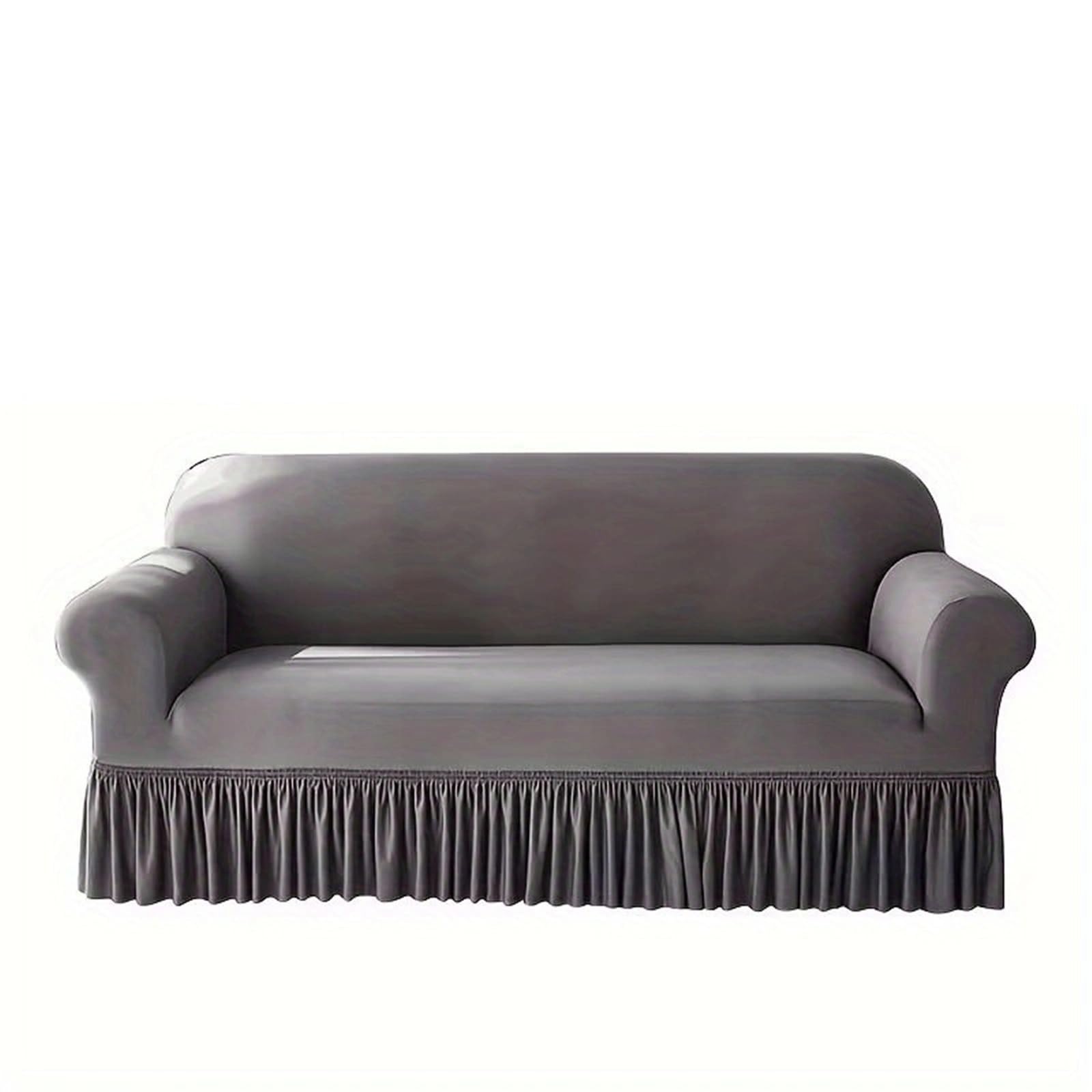 SUBLXPoten Sofa Cover with Skirt 1pc Stretch Sofa Cover for Living Room, Corner Covers with Skirt, Dustproof, Non-Slip for Home(Light Grey,3Seater 190-230cm)