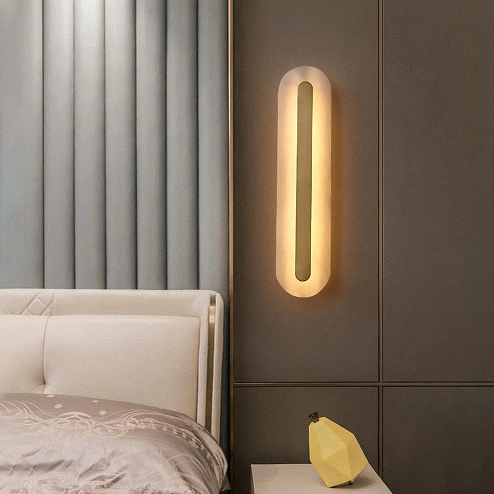 Generic Alabastrowa lampa ścienna Mosiężny kinkiet Marmurowy kinkiet