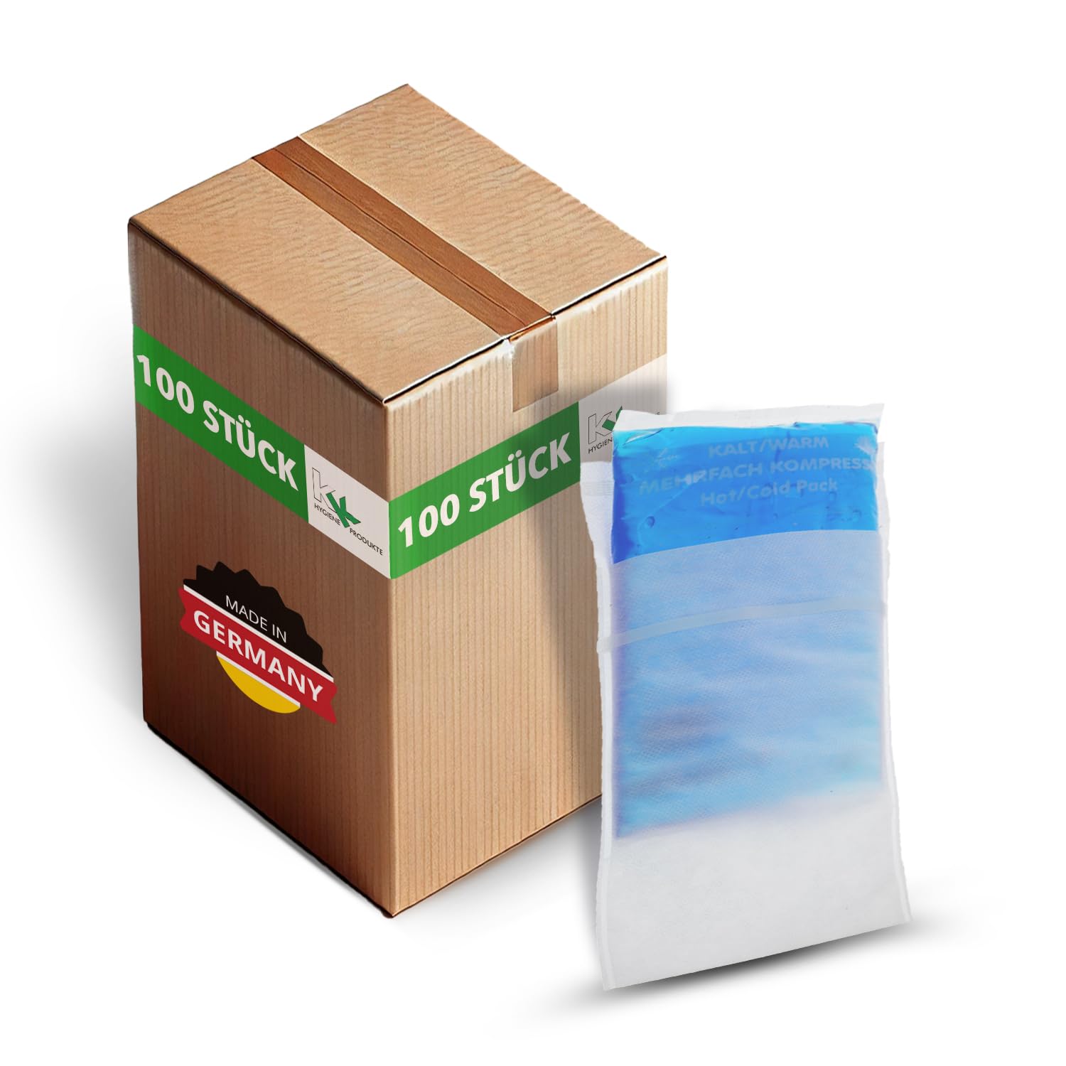 KK 100er Set Vließhüllen für Kühlpacks, 12 x 29 cm, Hüllen für Kalt-Wam-Kompressen zur Behandlung von Schwellungen, Prellungen und Verspannungen, zum Schutz der Haut vor direktem Kontakt