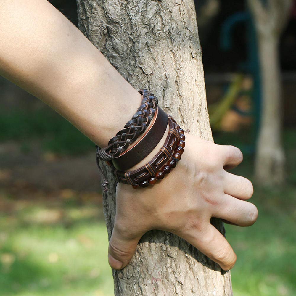 Braccialetto Moda Maschile Nero Braccialetto Uomo In Pelle PU Intrecciato - Design Avvolgente, Chiusura Con Fibbia, Regalo Moda UK Braccialetto Stackable In Pelle PU