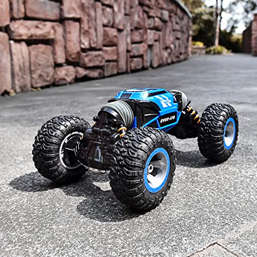 BEZGAR TD141 Ferngesteuertes Auto - 4WD 2.4GHz RC Autos für Kinder, Verwandeln Auto Spielzeug Stunt car mit wiederaufladbarer Batterie für Jungen und Erwachsene, Blau