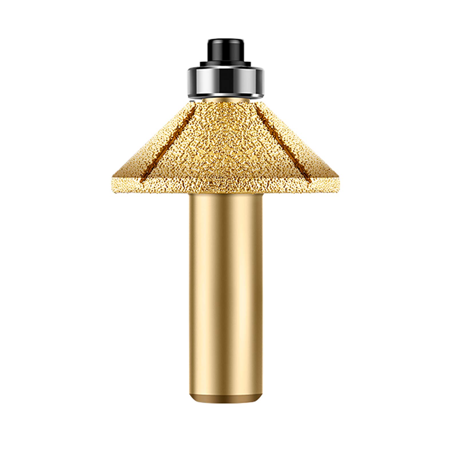 Meijunter1/2 Inch Shank Diamond Grinding Edge Router Bits 45 Degrees Stone Oblique Milling Cutter Trimming Carving Tool for Marble, Granite, Quartz