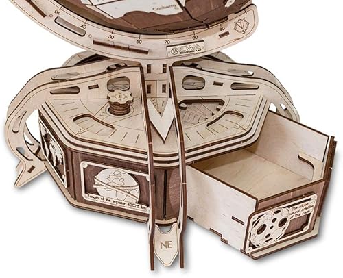 Miniatura 5 de Globo de rompecabezas 3D de arte de madera ecológica azul