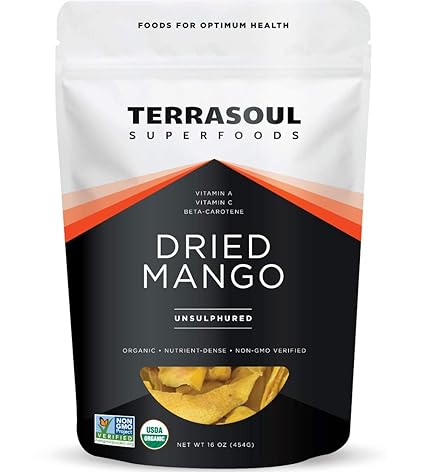 Terrasoul Superfoods Organic Dried Mango Slices, 16 Oz - Naturally Sweet & Tart | No-Added Sugar | Healthy Prebiotic