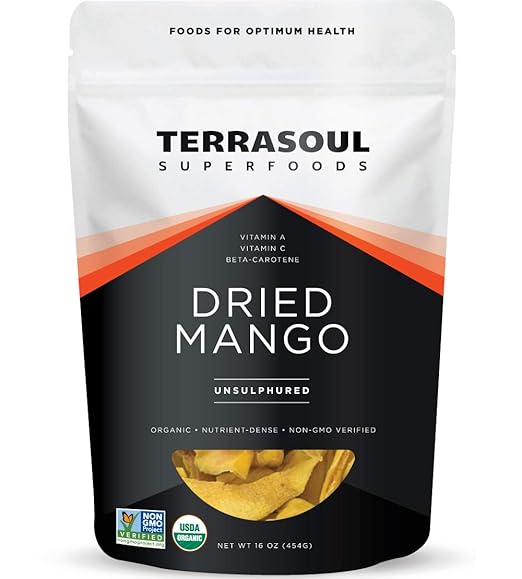 Terrasoul Superfoods Organic Dried Mango Slices, 16 Oz - Naturally Sweet & Tart | No-Added Sugar | Healthy Prebiotic