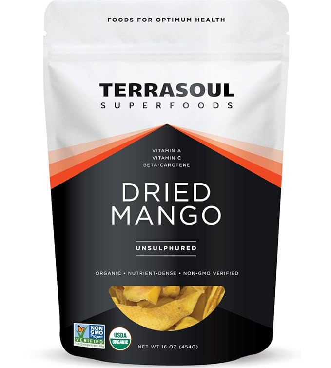 Terrasoul Superfoods Organic Dried Mango Slices, 16 Oz - Naturally Sweet & Tart | No-Added Sugar | Healthy Prebiotic