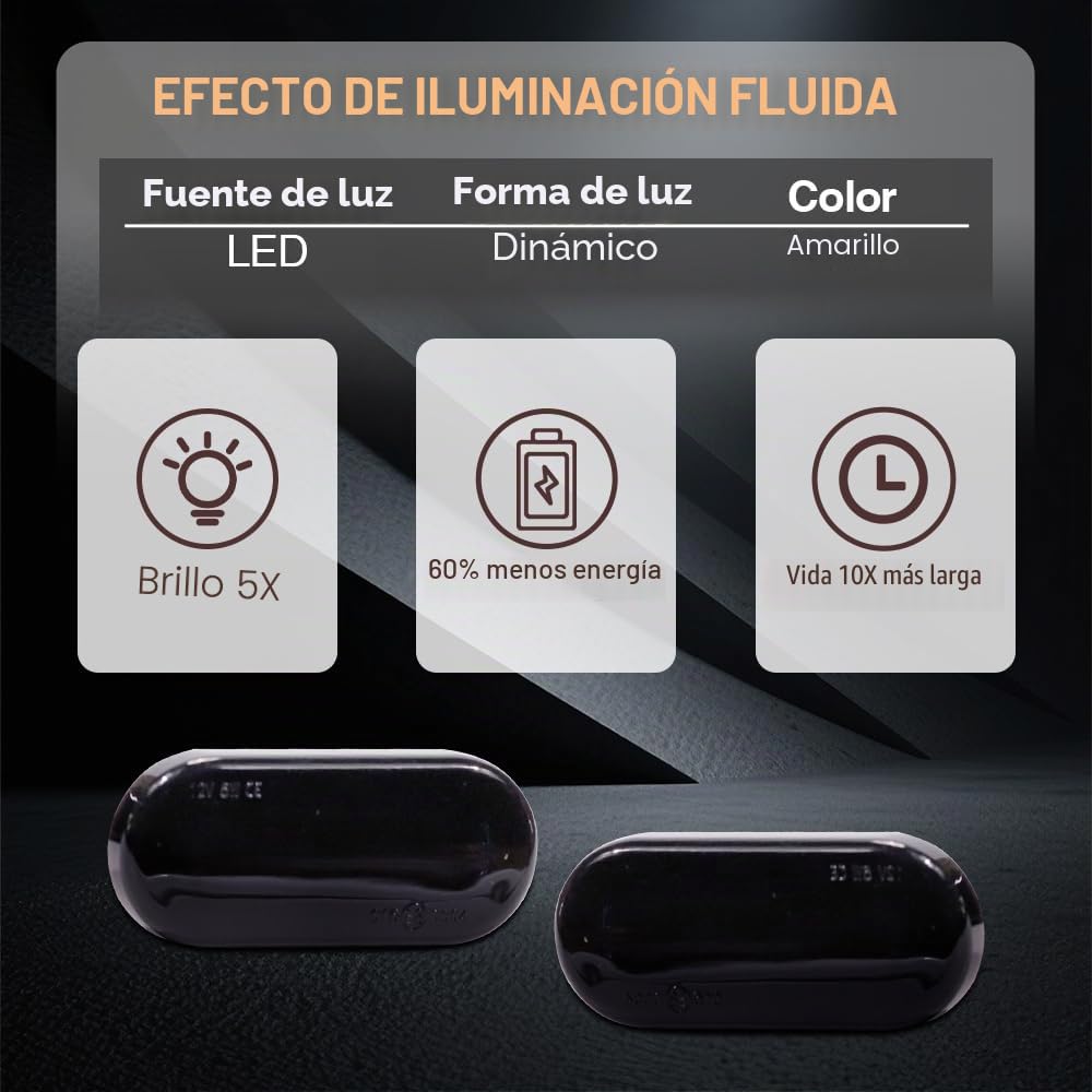 Dinámicos LED intermitentes laterales para Bora Golf 3 4 Passat 3BG Polo SB6 Sharan Vento (negro)