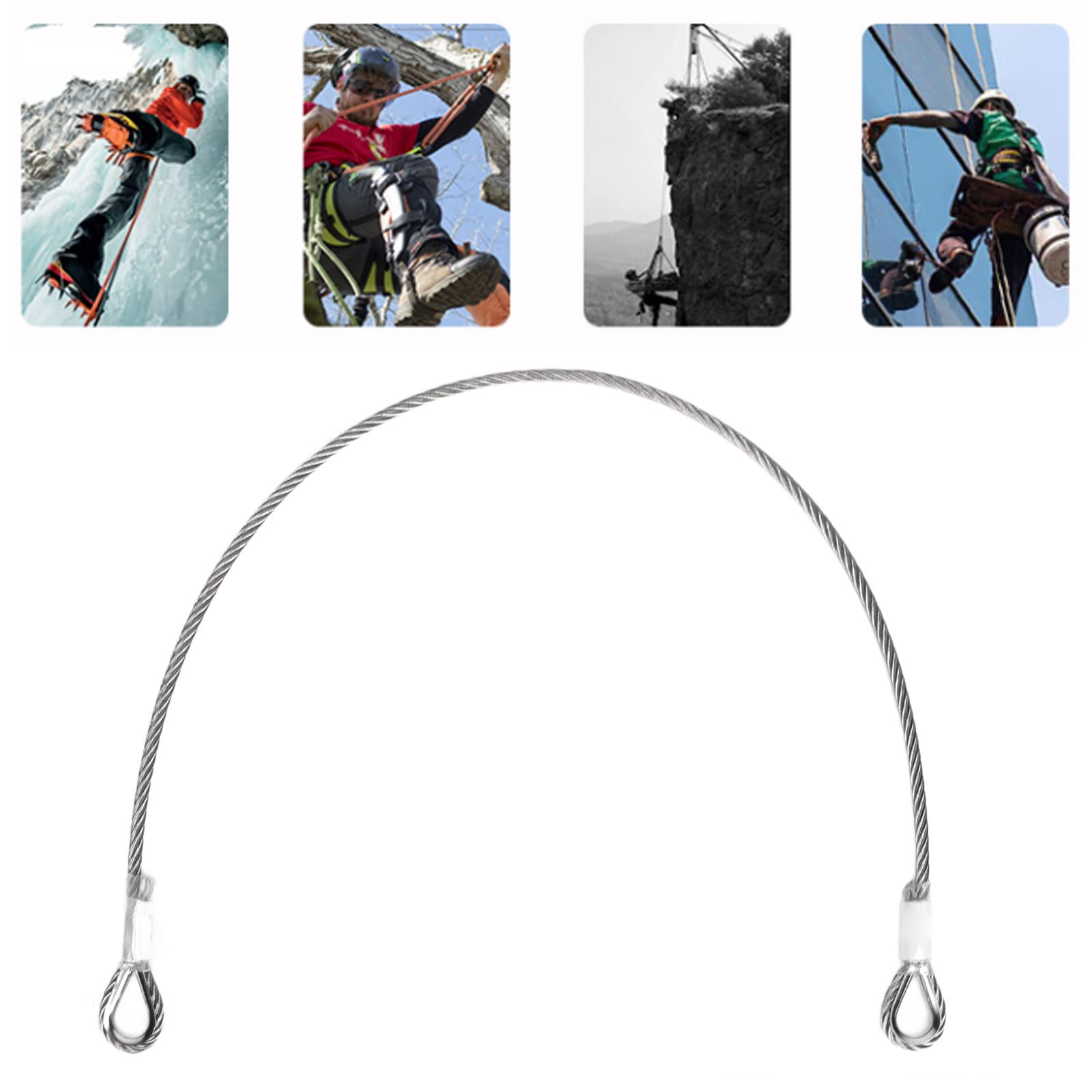 Cable De Acero De Seguridad De 1M/3,28 Pies, Bloqueo De Cable De Seguridad para Viajes Al Aire Libre, Rodamiento De Carga Doble De 25kN para Aterrizaje De Escalada