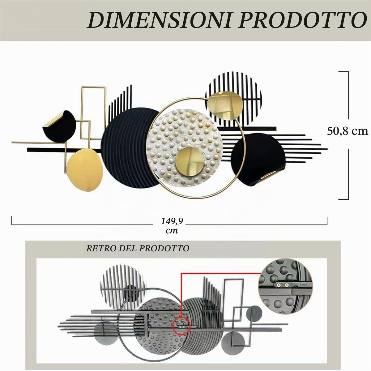 Decorazione da Parete in Metallo Grande da 50''x20'' per Soggiorno, Scultura da Parete Geometrica Astratta 3D Moderna di Lusso, Grande, Decorazione da Parete in Metallo Boho