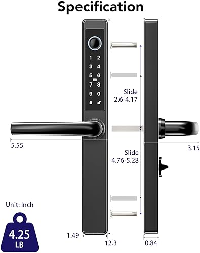Miniatura 2 de Deadbolt - Cerradura de puerta inteligente con huellas dactilares con teclado, cerradura inteligente para puerta delantera, tarjeta IC a prueba de