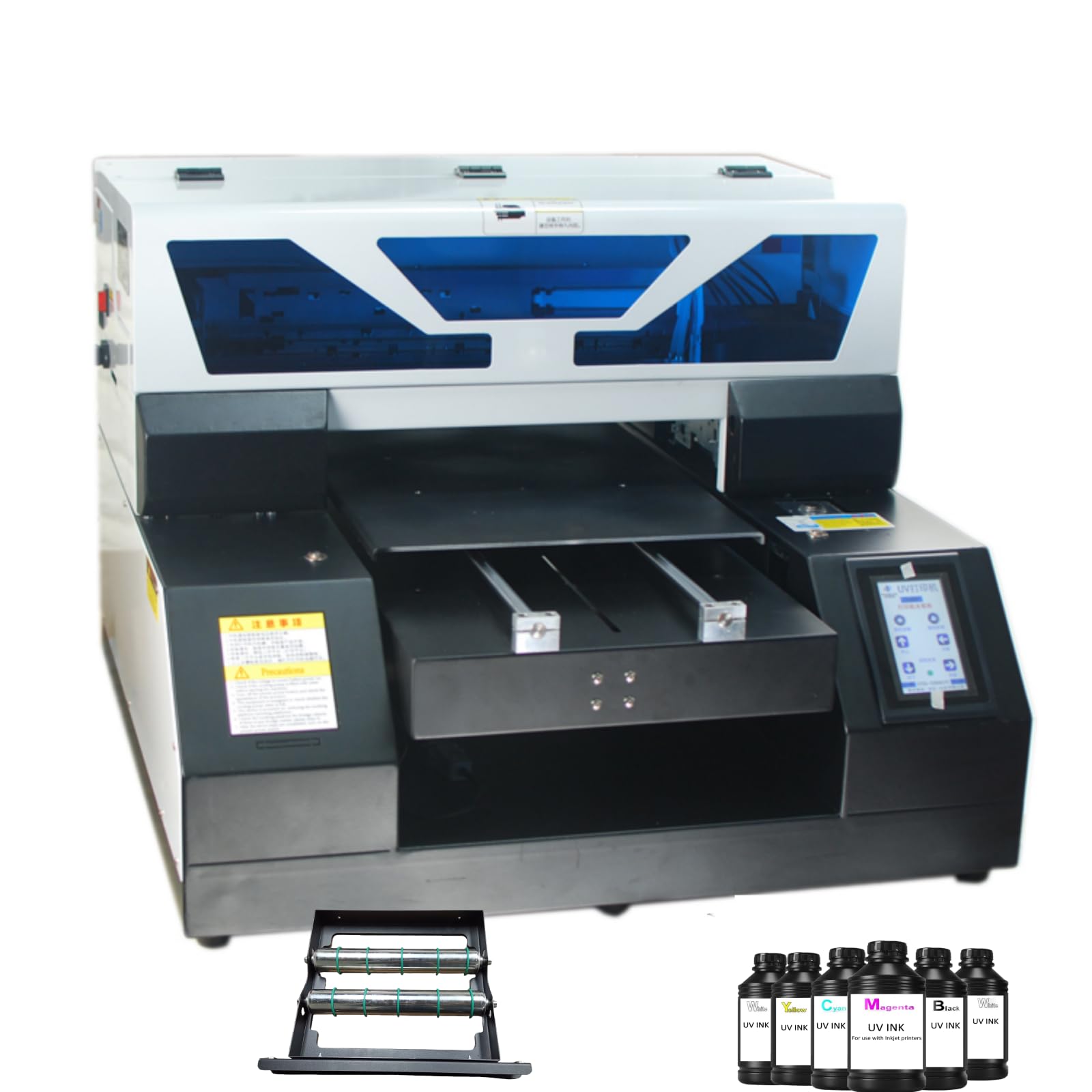A3 UV Printer UV19 Flatbed Automatic 6 Color Printing Bottle Printer for PVC,Bottle,Phone Case,Wood,Metal etc,with Circular Drum Tool and Ink