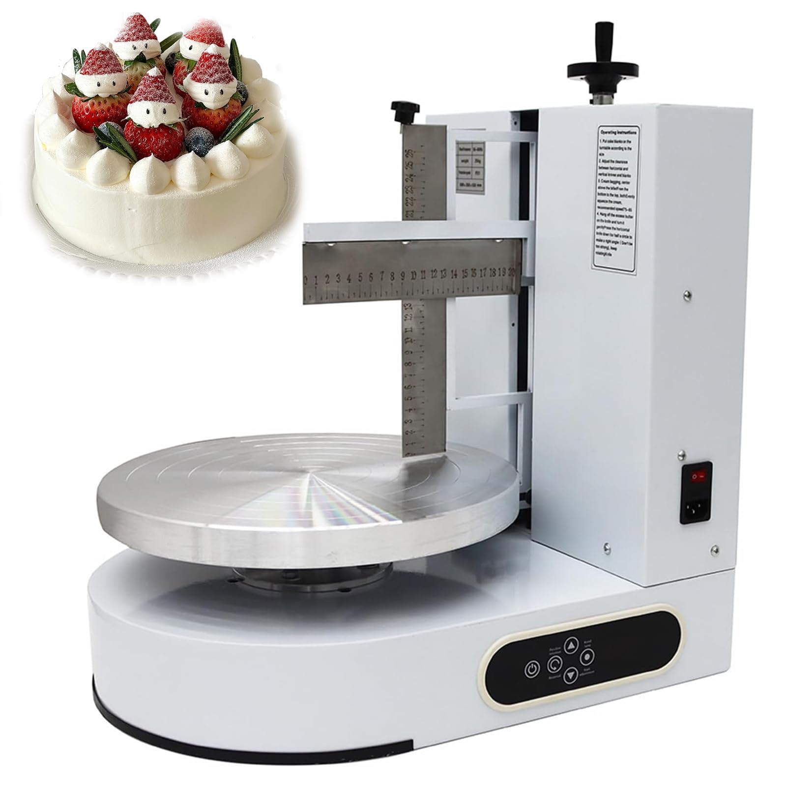 4-12 Zoll Kuchen-Glättungsmaschine, 200W Automatische Torten-Dekorier- und Beschichtungsmaschine, Verstellbare Geburtstagskuchen-Creme-Glättungsanlage, Profi-Backzubehör