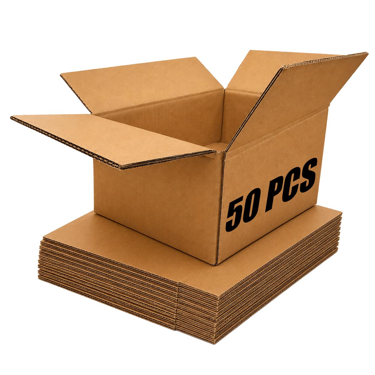 GiDeli Versandkartons Mittel 2-wellig 33x26x13,5 cm Braun 50 Stück - Wellpappe BC-Welle, Faltkarton FEFCO 0201 - Verpackungsmaterial für Warensendung - Onlinehandel - Flach angeliefert