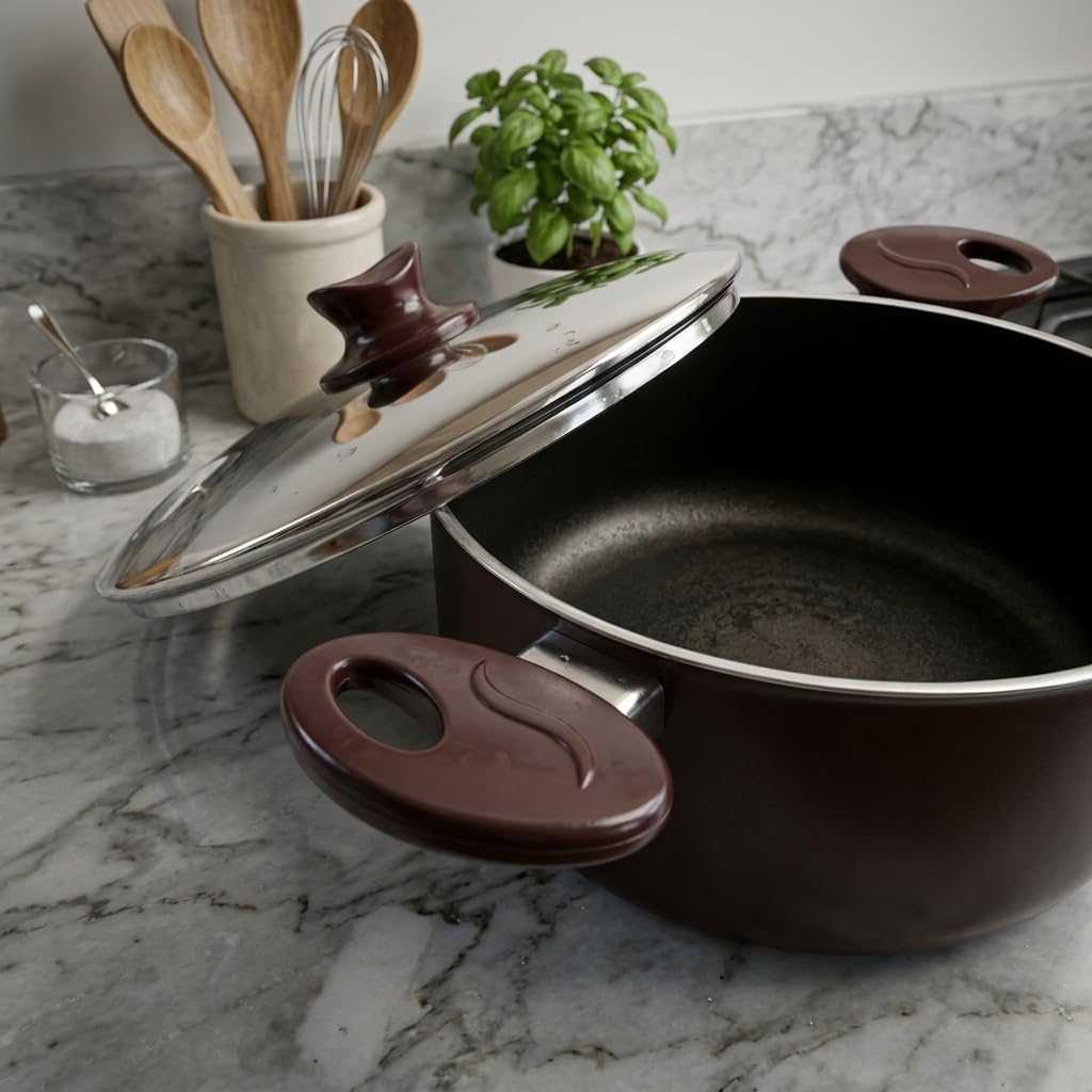 Papilla Optimum Argos Plus 24 cm Derin Tencere - Bakır Kırçıllı, Paslanmaz Çelik Kapaklı Yanmaz Yapışmaz Tencere