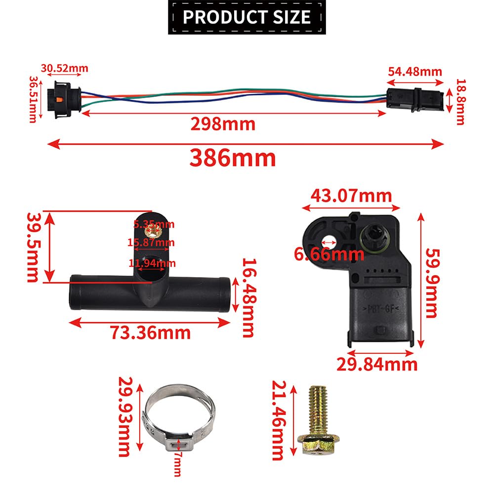 Kit sensore di pressione GPL Sensore di pressione compatibile con Renault Clio Campus Clio 2 Twingo AG SGI GFI SERV GAS Megane Kangoo Scenic e altri modelli