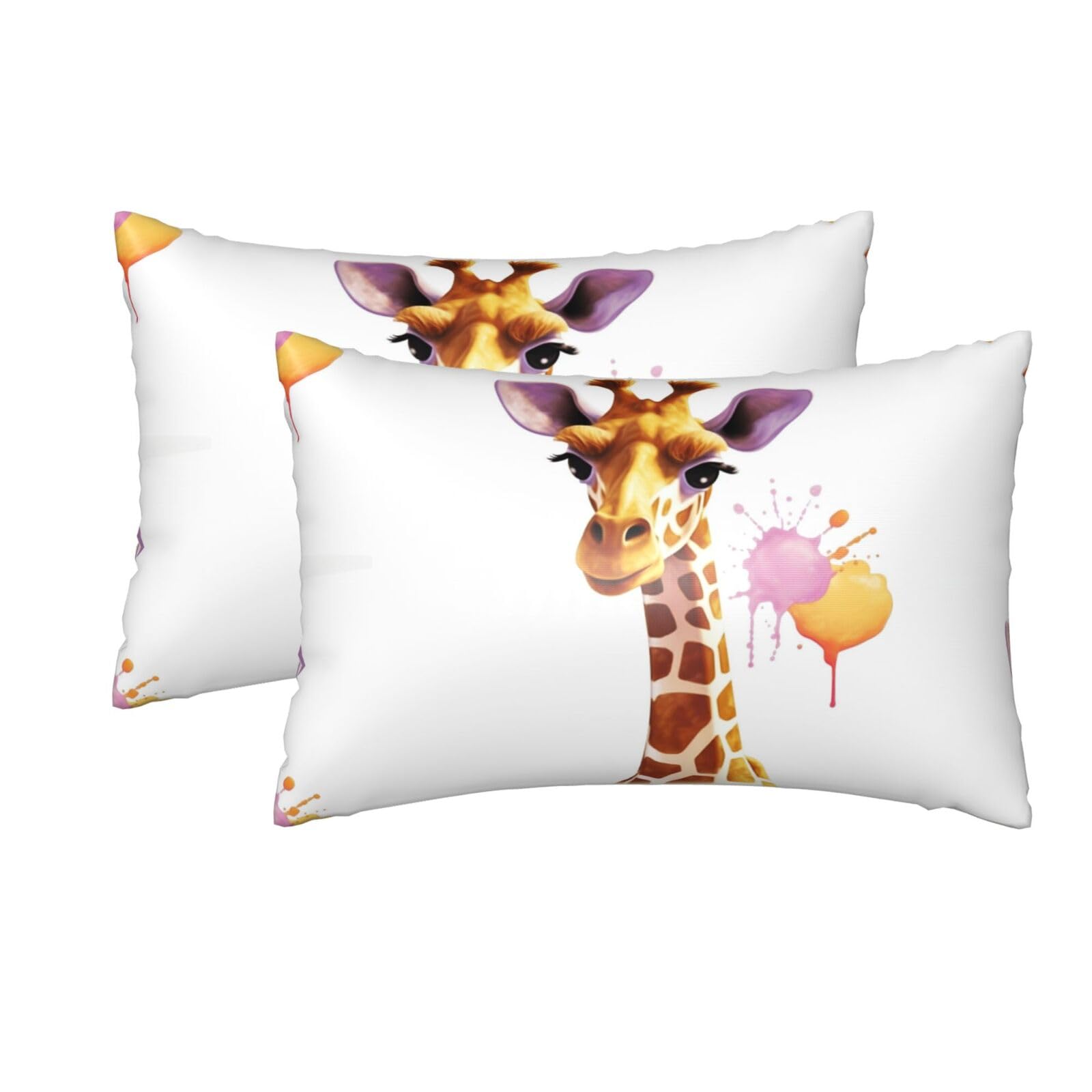 2 Pack Queen Silk Pillow Cases with Hidden Zipper, Luxury Soft Satin Pillow Covers for Hair and Skin, Giraffe Pillowcases 20"x30" Bed Pillow Protectors Cover for Sleeping Gifts