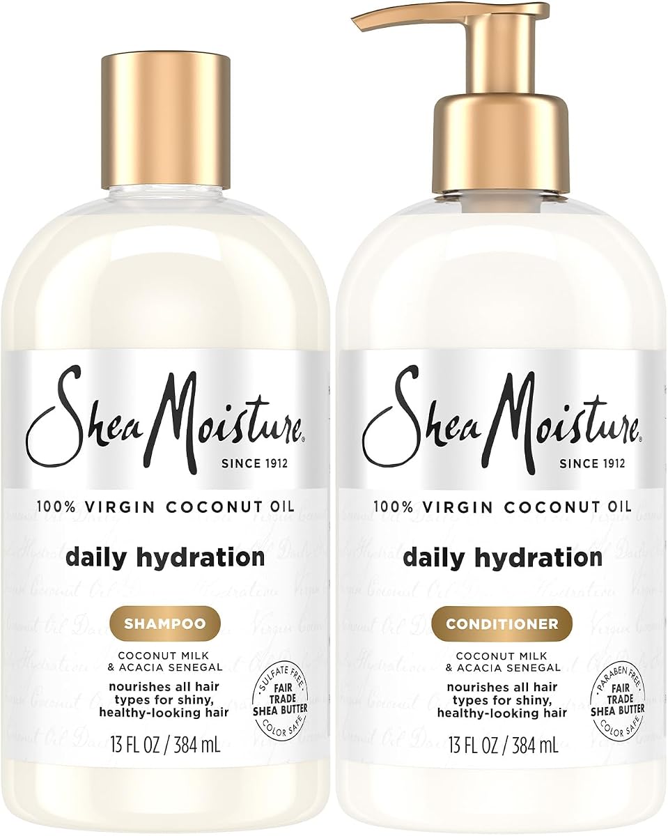 SheaMoisture Coconut Shampoo & Conditioner Set, Daily Hydration, 13 Oz Ea | Anti-Frizz Hair Products with Hydrating Coconut Milk & Acacia Senegal | Nourishes All Hair Types, Including Wavy & Curly Hair