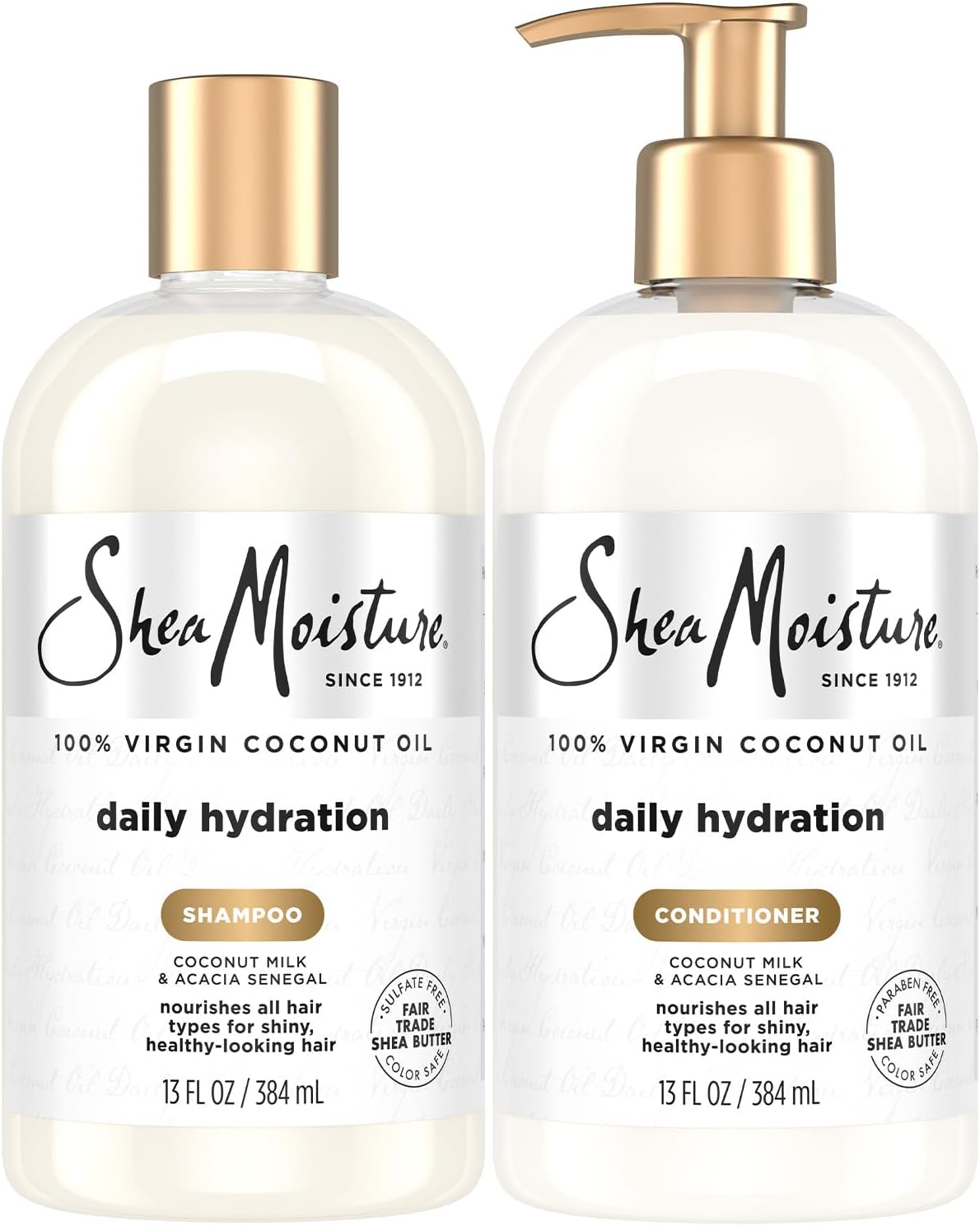 SheaMoisture Shampoo & Conditioner Set, Daily Hydration with Pure Coconut Oil – New Look, Improved Creamy Lather, Cruelty-Free, 13 Oz Ea