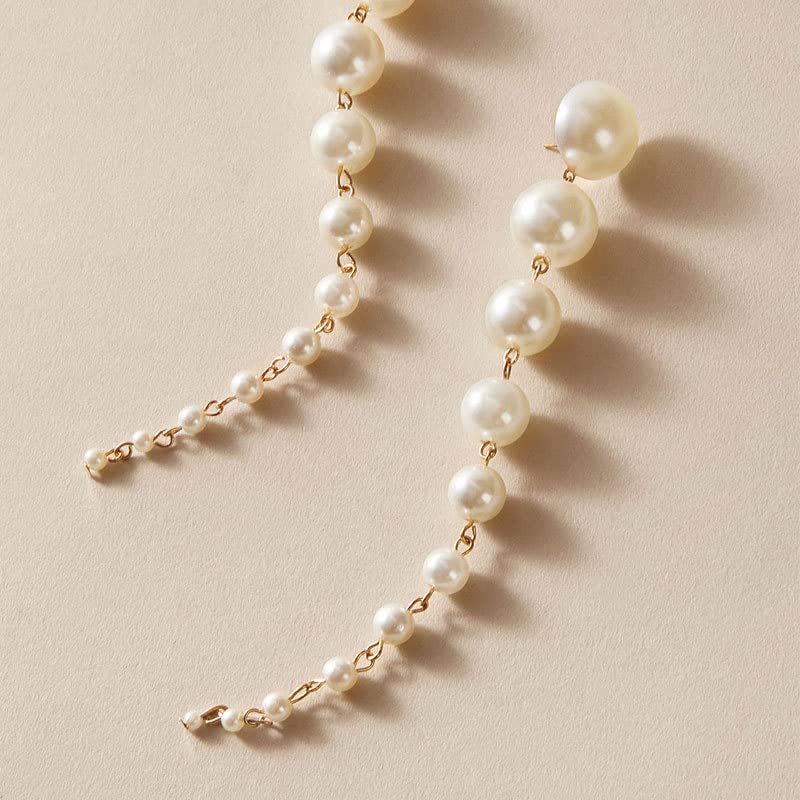 14K Gold Plated Long Pearl Earrings for Women White Pearl Drop Dangle Earring Hypoallergenic Elegant Wedding Pearl Tassel Earrings for Bridal4