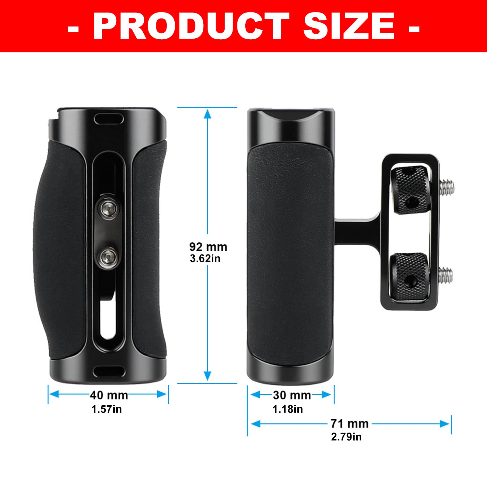 Impugnatura ergonomica laterale con attacco a vite da 1/4 pollici per fotocamera DSLR Cage impedisce scivolamenti accessori di montaggio facili a sgancio rapido impugnatura laterale