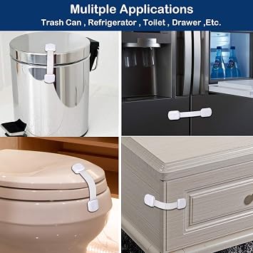 Socub 12 pack Child Safety Cabinets Strap Locks, Multi Use Latch with Strong Adhesive Pads, for Cabinets, Drawers, Oven, Toilet Seat, Fridge