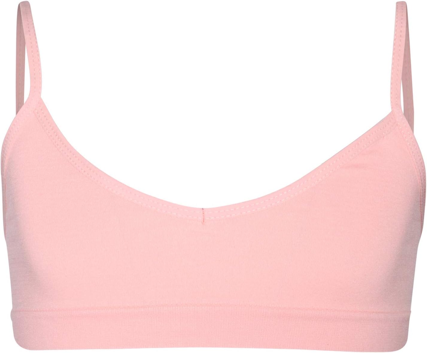 Sweet and Sassy Girl's Training Bra - Seamless A-Cup Sports Bra with Adjustable Spaghetti Straps (6 Pack)