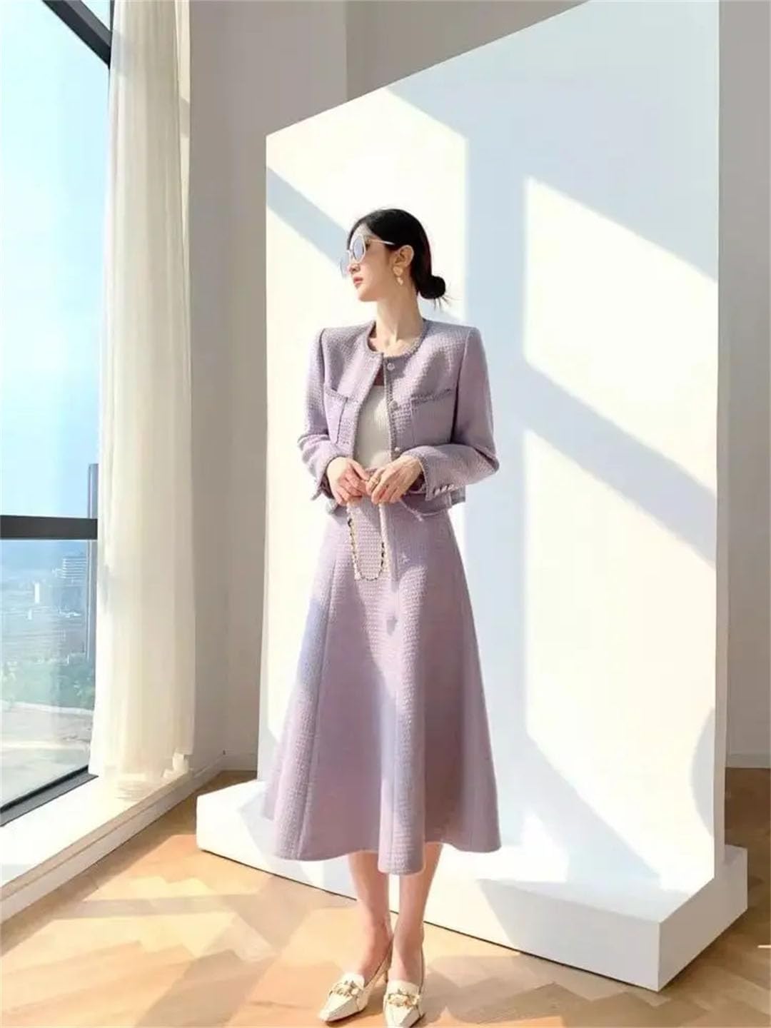 Women's Vintage Chic Set French-Inspired Elegant Two-Piece Outfit