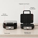 Huslog Gaufrier 1200 W, 2 Grandes Gaufres Belges, Plaques Antiadhésives, Poignée Cool-Touch, Réglage Température, Compact, Chauffe Rapide, Noir - 7