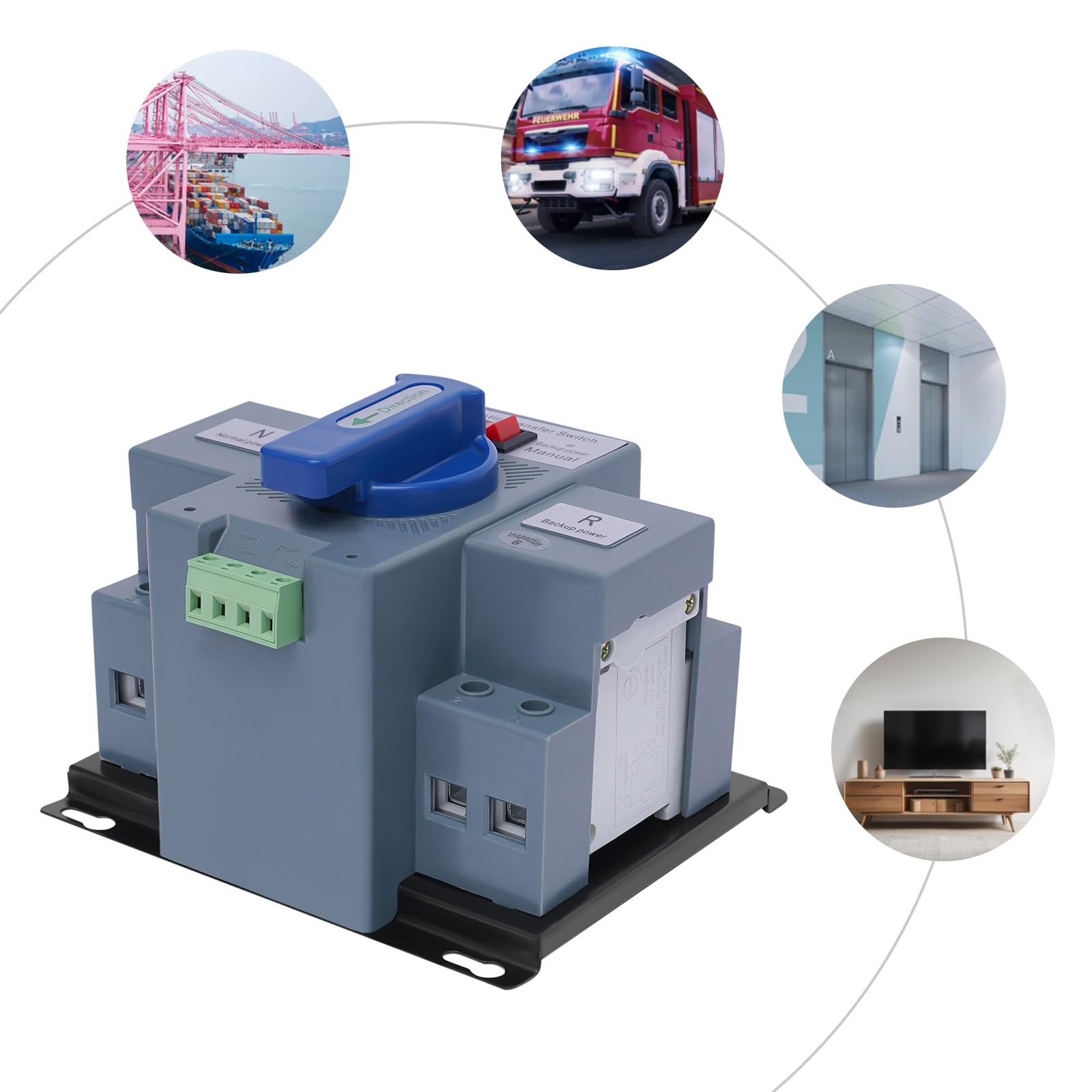 MINRS Interruttore di trasferimento automatico Dual Power 2P 63A AC 220V Corrente di emergenza Commutatore automatico per elettricità domestica, ospedali, hotel, centri commerciali e banche