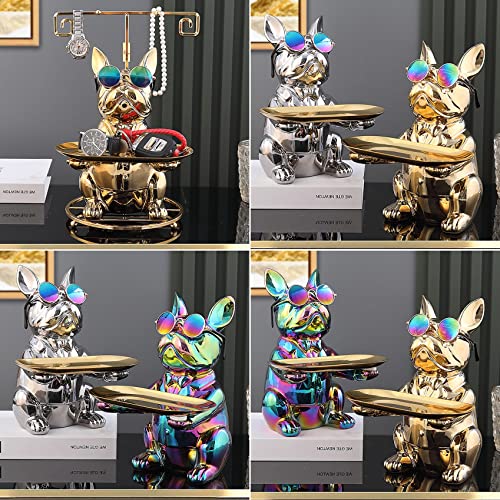 Estatua Bulldog Francés Multifuncional de Resina Dorada miniatura 6