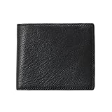 [ミラグロ] 姫路産 ゴートレザー 二つ折り財布 小銭入れ付き(折り財布 小銭入れ 姫路 レザー 本革 ゴート メンズ) EA-MI-203 (ブラック)