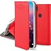 Produktbild Moozy Hülle Flip Case für Huawei P20 Lite, Rot - Dünne Magnetische Klapphülle Handyhülle mit Kartenfach und Standfunktion
