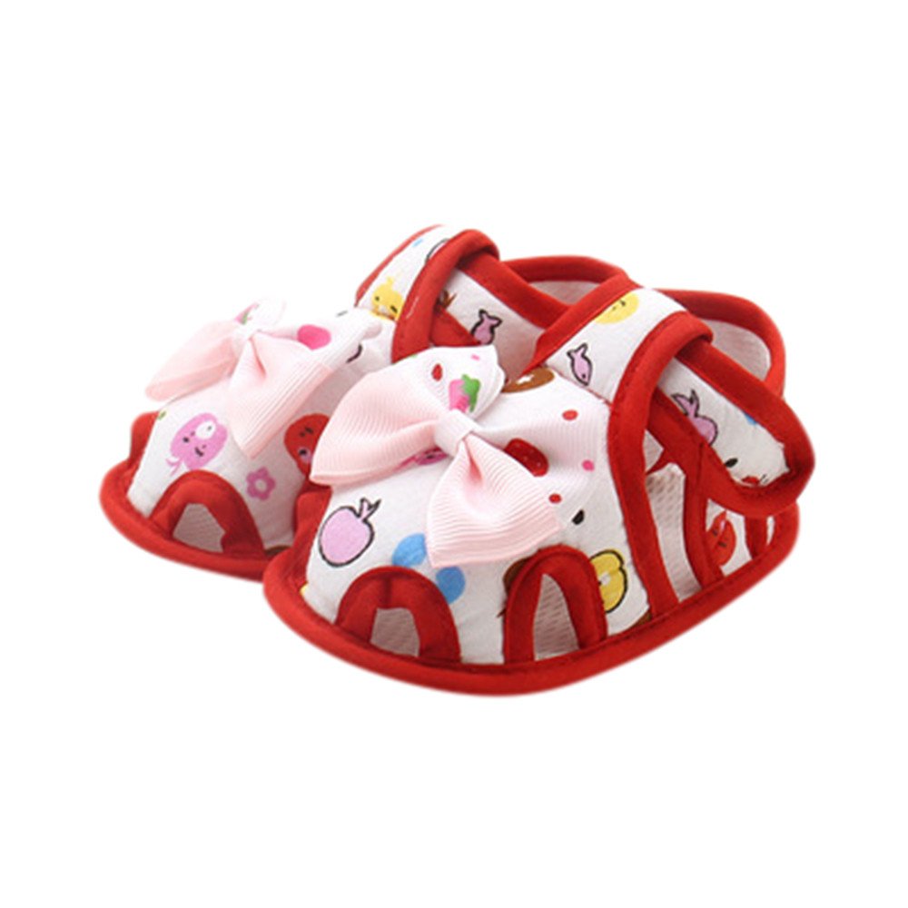 DFVVR Kids Shoes Newborn Infant Baby Girls Summer Bow Soft Sole Toddler Anti-Slip Shoes Sandals