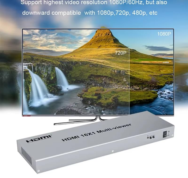 Image of HDMI Multi viewer 1080P 16X1 HDMI Quad Screen Multi-viewer Splitter 16 in 1 Out Seamless multiviewer 16 Display Screen Divider (HDMI 16x1 Multi-Viewer)