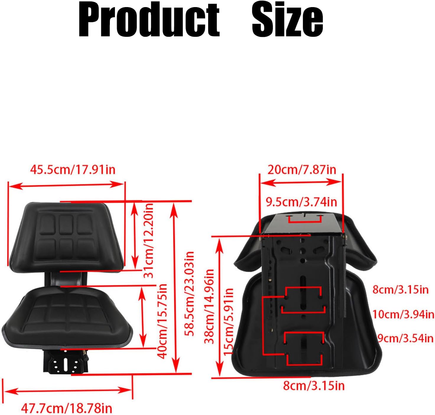 GXYWADY Tractor Suspension Seat for John Deere 1020 1530 2020 & New Holland 3000 3300 3400, Black