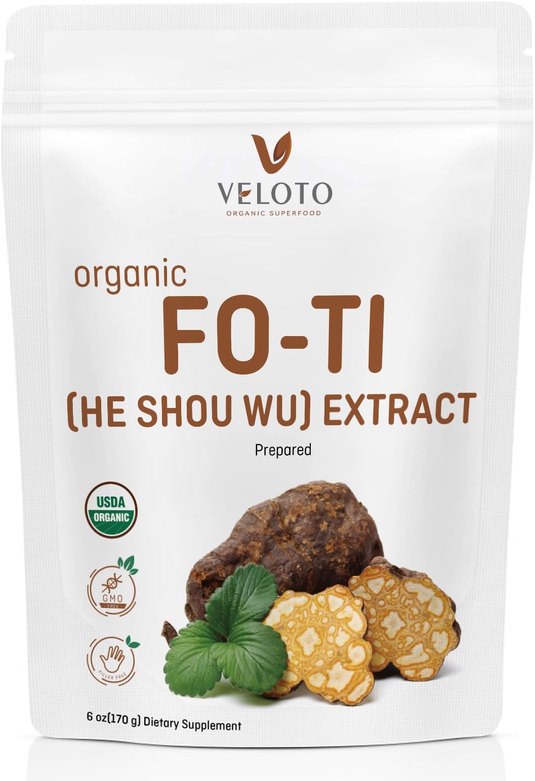 50:1 Organic He Shou Wu Extract Powder, Pure Fo-Ti Root Concentrate, 170g, Natural Herbal Supplement for Hair Health, Anti-Age, Energy, Immune & Overall Vitality, Vegan, Non-GMO, No Fillers